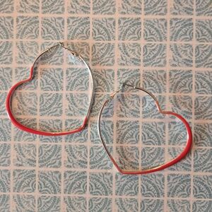 Vintage Red Heart Hoop Earrings